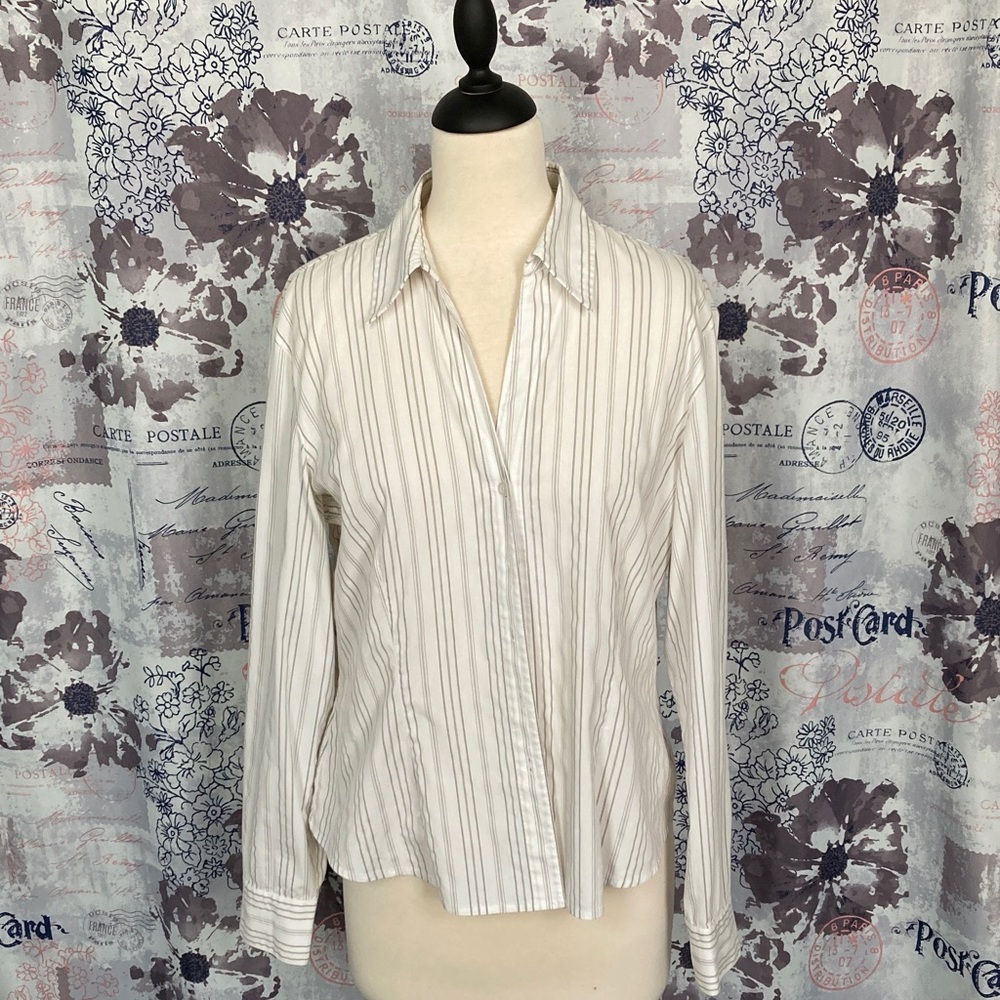 Nine West Striped Button Down Shirt
